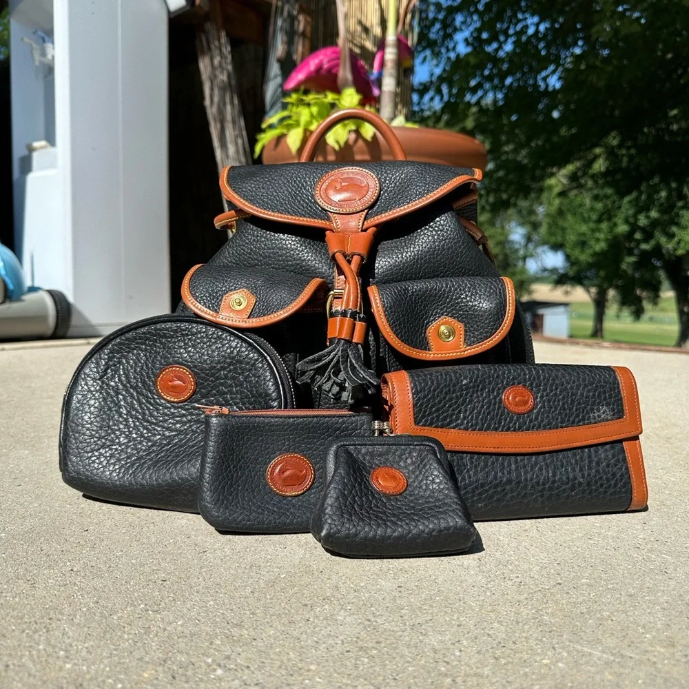 dooney & burke all leather backpack Bourke Women's Florentine Miranda in Natural One outside zip pocket Dooney & Bourke Pebble Grain